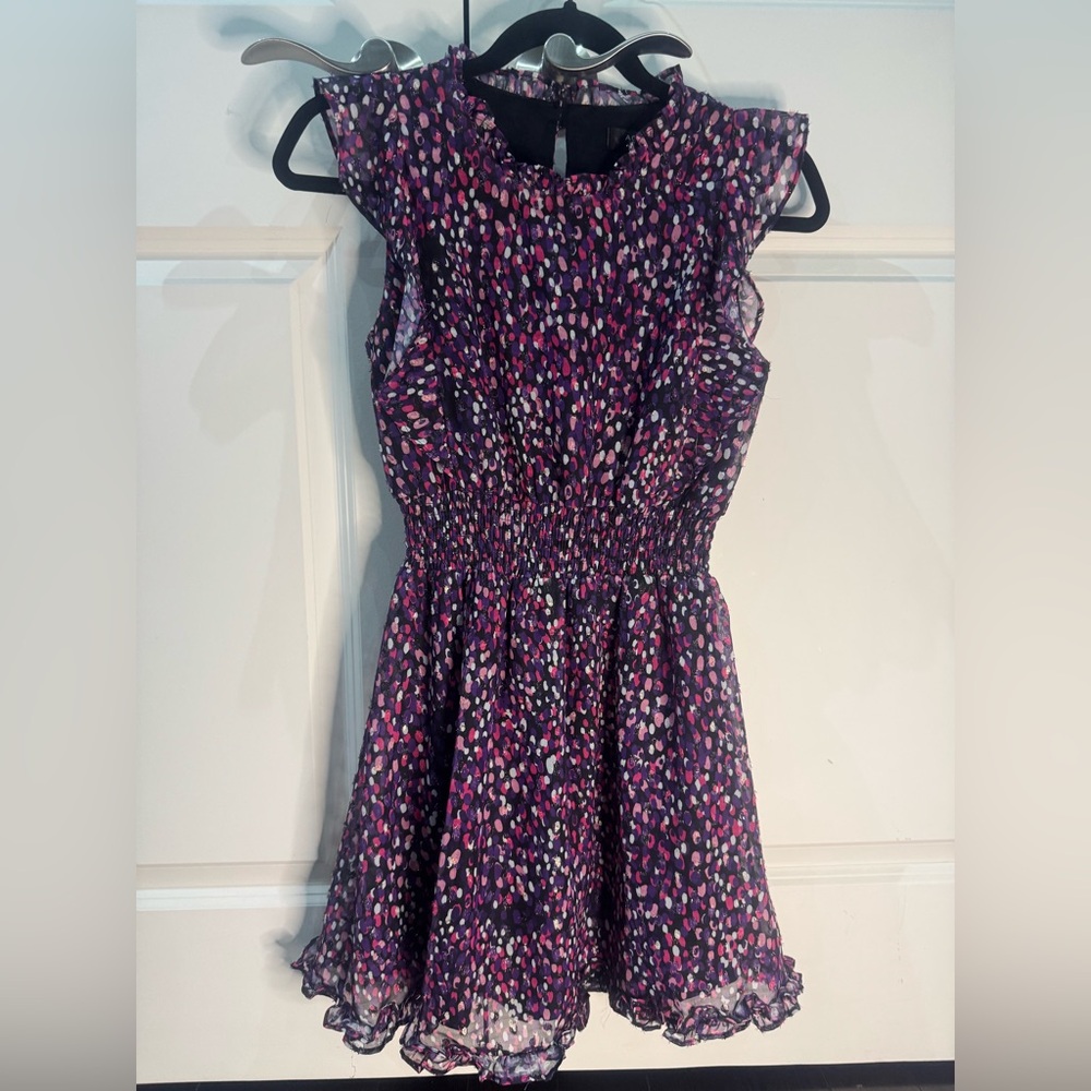 Aqua Purple and Pink Patterned Kids Dress